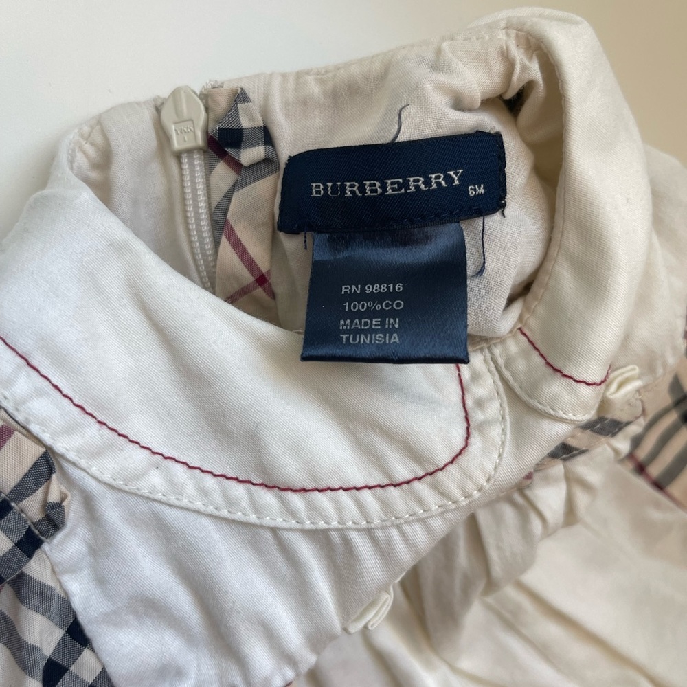 Burberry Kids Dress in White and Black Plaid - Picture 4 of 5